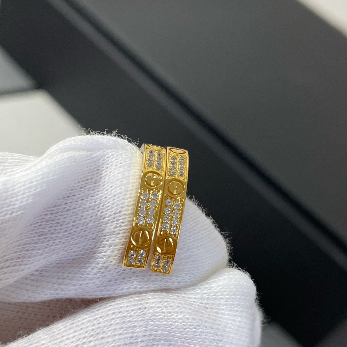 [Riva Jewelry ]LOVE DIAMOND GOLD HOOP EARRINGS