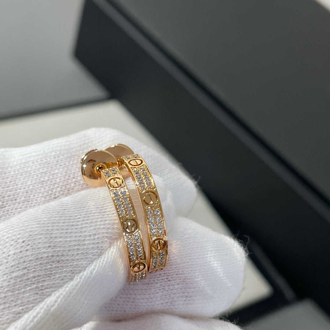 [Riva Jewelry ]LOVE DIAMOND PINK GOLD HOOP EARRINGS