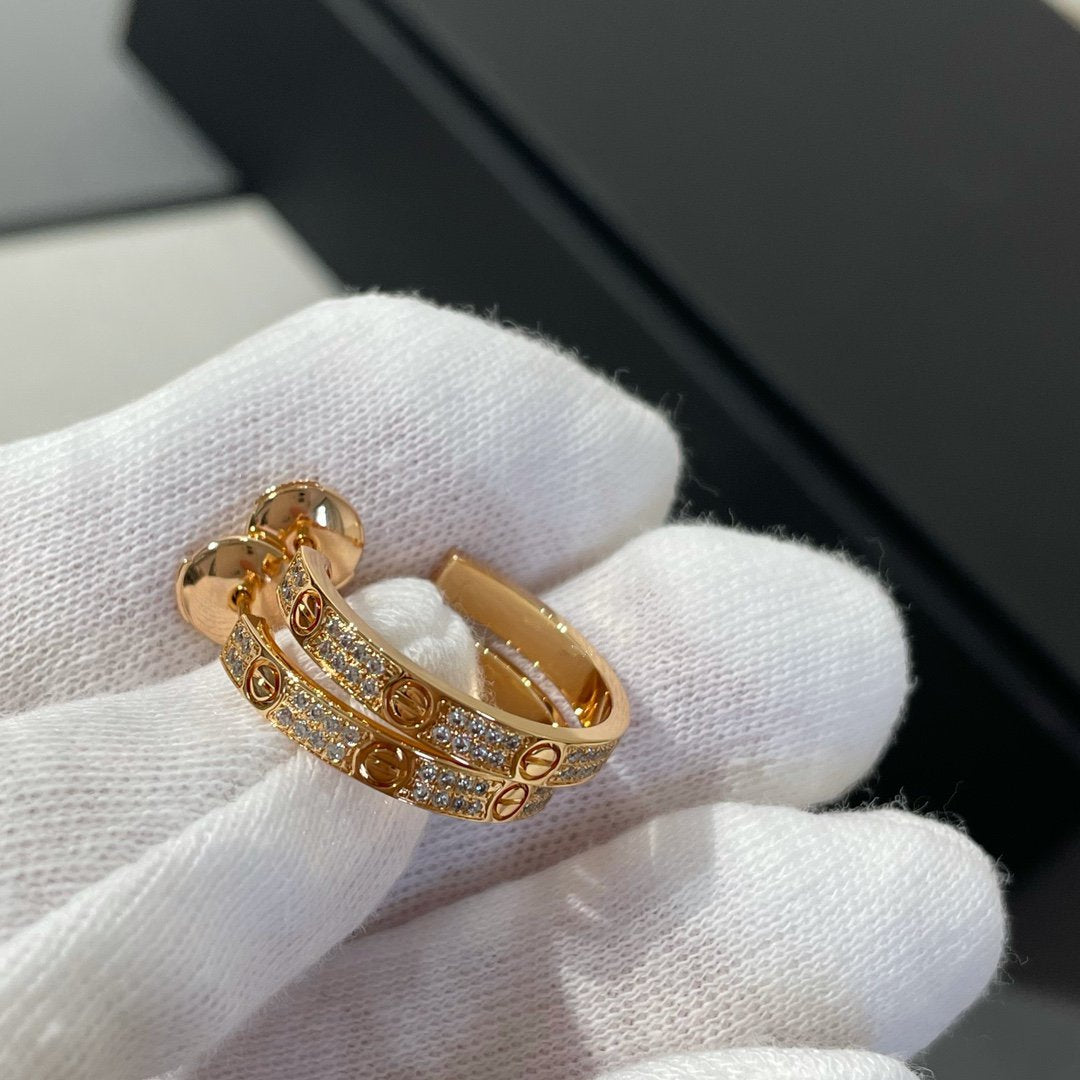 [Riva Jewelry ]LOVE DIAMOND PINK GOLD HOOP EARRINGS