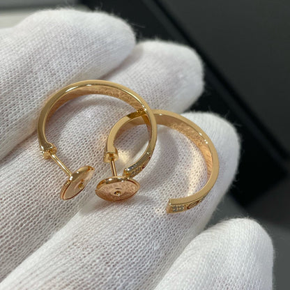 [Riva Jewelry ]LOVE DIAMOND PINK GOLD HOOP EARRINGS