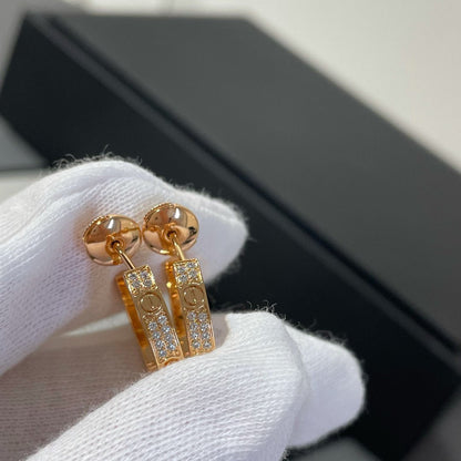 [Riva Jewelry ]LOVE DIAMOND PINK GOLD HOOP EARRINGS