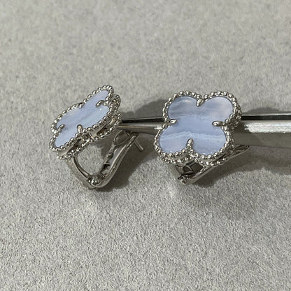 [Riva Jewelry ]CLOVER CHALCEDONY SILVER STUD EARRINGS
