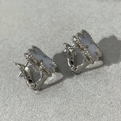 [Riva Jewelry ]CLOVER CHALCEDONY SILVER STUD EARRINGS