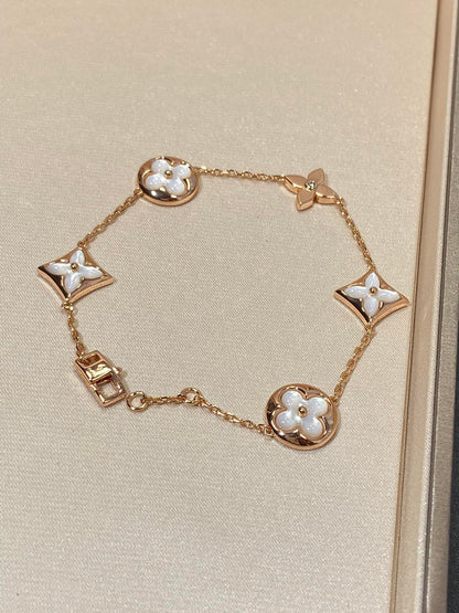[Riva Jewelry]STERN- UND SONNENARMBAND MIT 5 MOTIVEN AUS MOP ROSÉGOLD