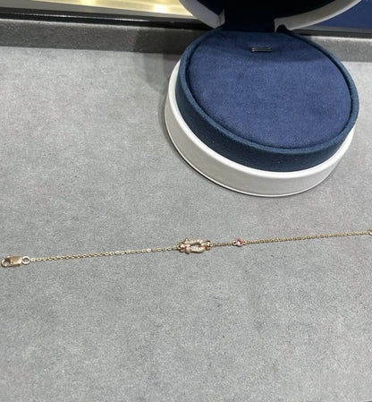 [Riva Jewelry ]FORCE 10 DIAMOND CHAIN LINK PINK GOLD BRACELET