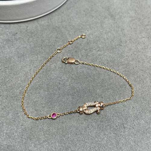 [Riva Jewelry ]FORCE 10 DIAMOND CHAIN LINK PINK GOLD BRACELET