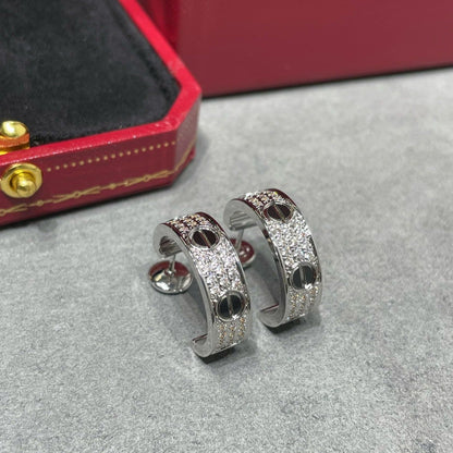[Riva Jewelry ]LOVE CERAMIC DIAMOND PAVED SILVER EARRINGS