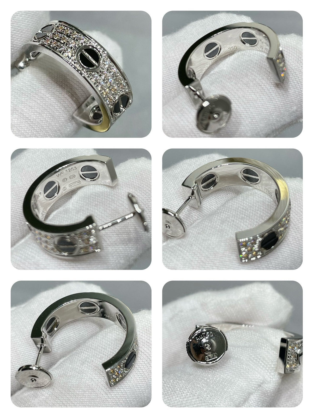 [Riva Jewelry ]LOVE CERAMIC DIAMOND PAVED SILVER EARRINGS