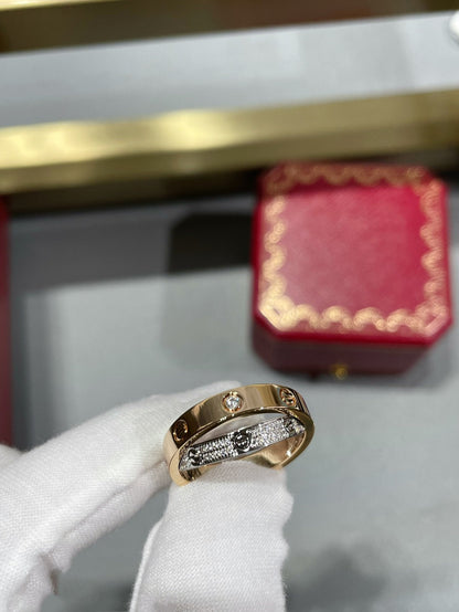 [Riva Jewelry ]LOVE PINK GOLD SILVER DIAMOND DOUBLE RING