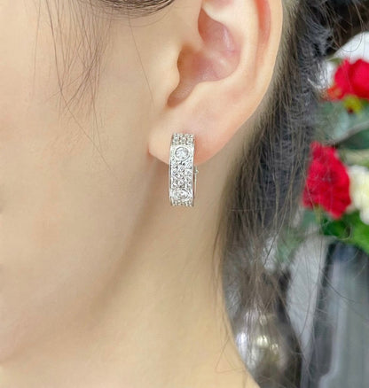 [Riva Jewelry ]LOVE 5.5MM DIAMOND PAVED EARRINGS