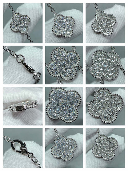 [Riva Jewelry ]CLOVER 6 MOTIF DIAMOND PAVED NECKLACE