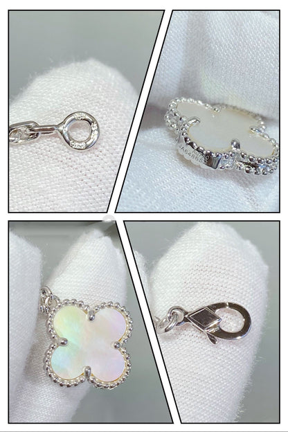 [Riva Jewelry ]CLOVER 5 MOTIF WHITE MOP SILVER BRACELET