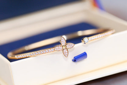 [Riva Jewelry]IDYLLE ROSE GOLD OPEN BRACELET DIAMOND PAVED