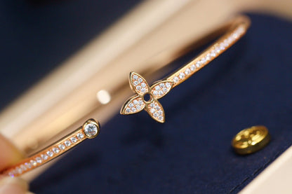 [Riva Jewelry ]IDYLLE PINK GOLD OPEN BRACELET DIAMOND PAVED