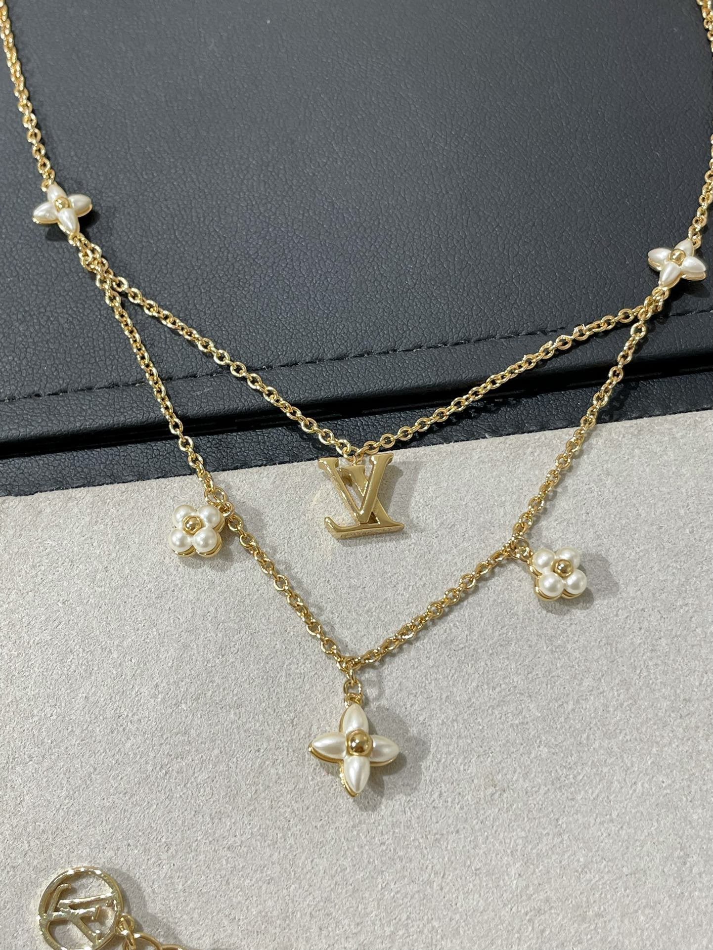 [Riva Jewelry]FLOWERGRAM GOLD MOP DOUBLE ROW NECKLACE