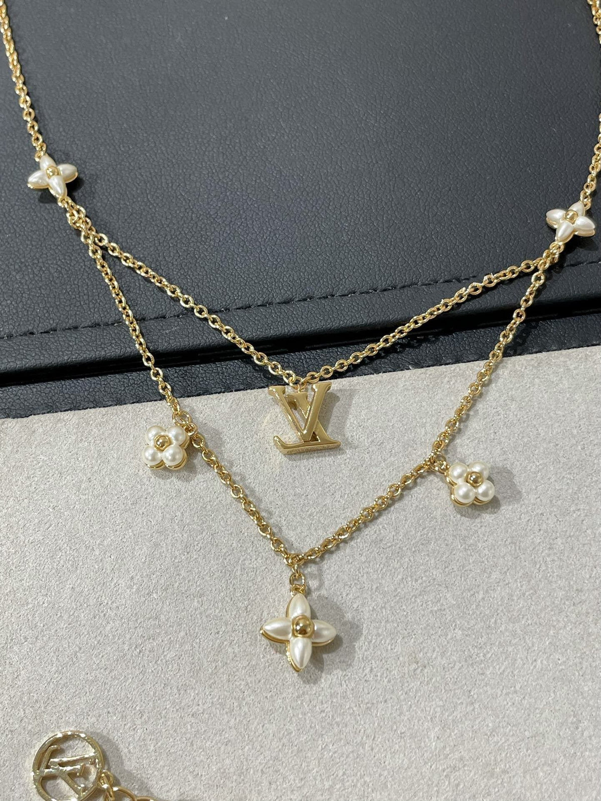 [Riva Jewelry ]FLOWERGRAM GOLD MOP DOUBLE ROW NECKLACE