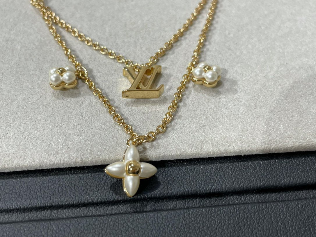 [Riva Jewelry]FLOWERGRAM GOLD MOP DOUBLE ROW NECKLACE