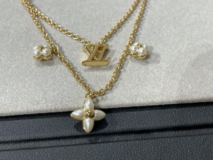 [Riva Jewelry ]FLOWERGRAM GOLD MOP DOUBLE ROW NECKLACE