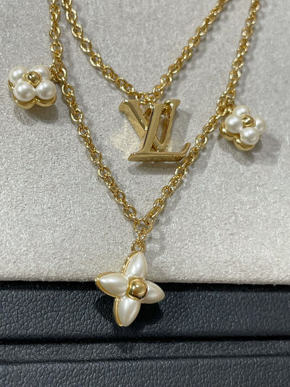 [Riva Jewelry ]FLOWERGRAM GOLD MOP DOUBLE ROW NECKLACE
