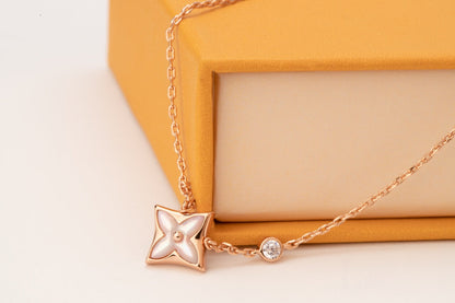 [Riva Jewelry ]STAR PINK MOP 1 DIAMOND PINK GOLD NECKLACE