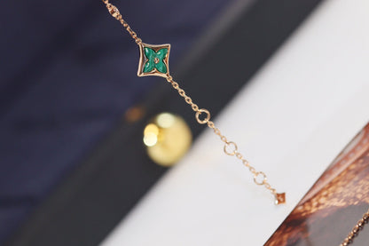 [Riva Jewelry ]STAR AND SUN 4 MOTIF PINK GOLD MALACHITE BRACELET