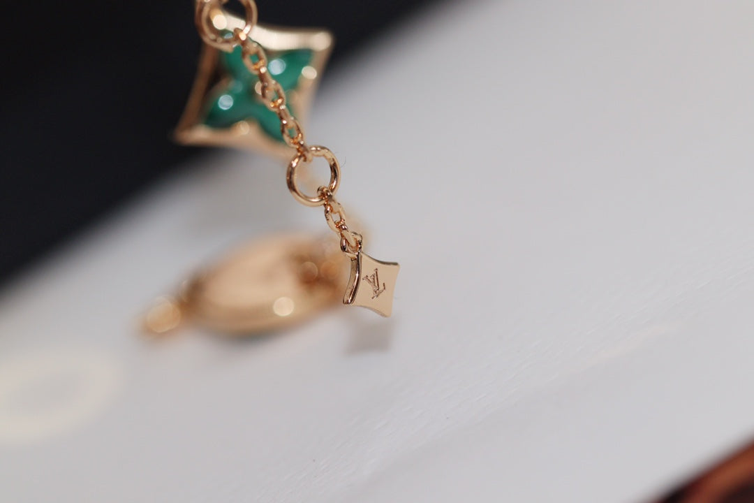 [Riva Jewelry ]STAR AND SUN 4 MOTIF PINK GOLD MALACHITE BRACELET