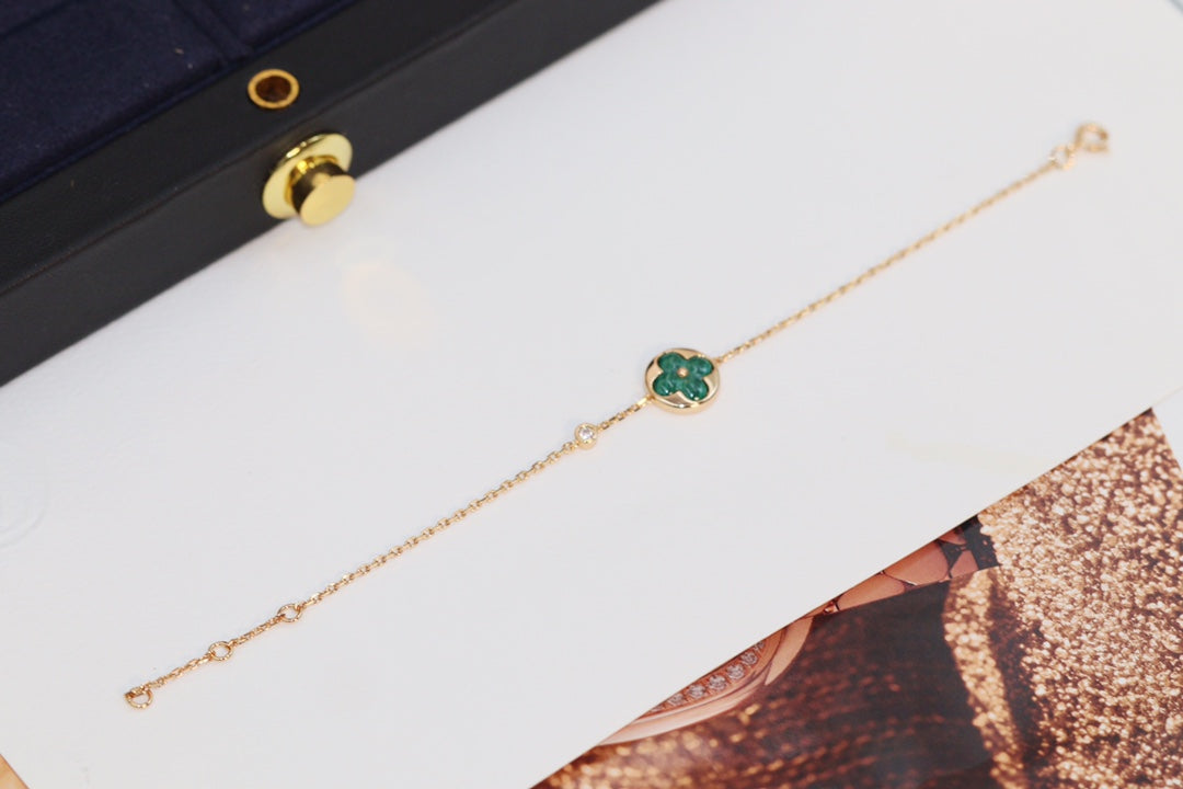 [Riva Jewelry ]STAR AND SUN 4 MOTIF PINK GOLD MALACHITE BRACELET