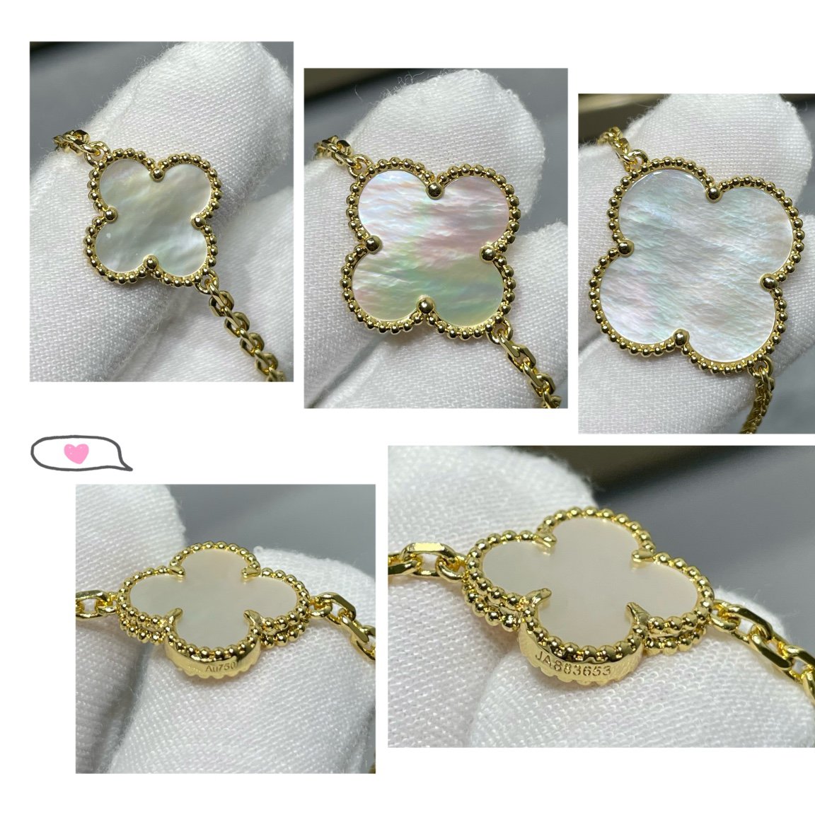 [Riva Jewelry ]CLOVER 16 MOTIF WHITE MOP GOLD NECKLACE