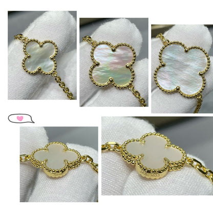 [Riva Jewelry ]CLOVER 16 MOTIF WHITE MOP GOLD NECKLACE