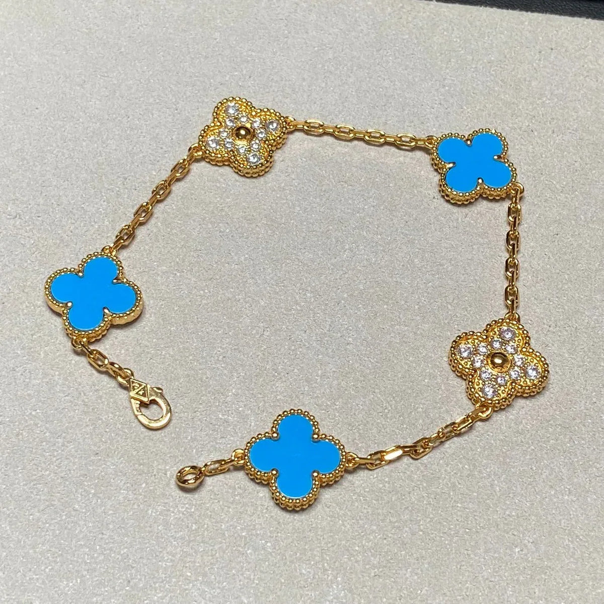 [Riva Jewelry ] CLOVER 5 MOTIF BLUE AGATE BRACELET COLLECTION