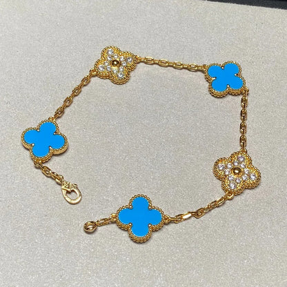 [Riva Jewelry ] CLOVER 5 MOTIF BLUE AGATE BRACELET COLLECTION