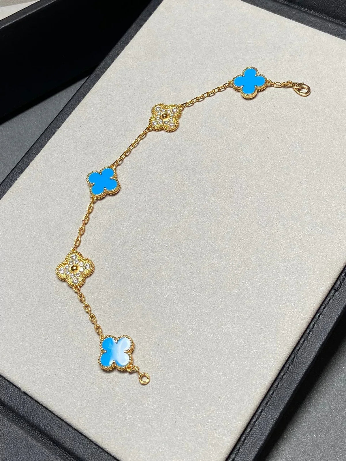 [Riva Jewelry ] CLOVER 5 MOTIF BLUE AGATE BRACELET COLLECTION