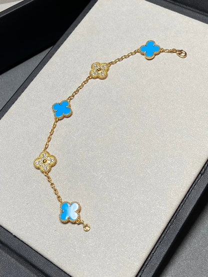 [Riva Jewelry ] CLOVER 5 MOTIF BLUE AGATE BRACELET COLLECTION