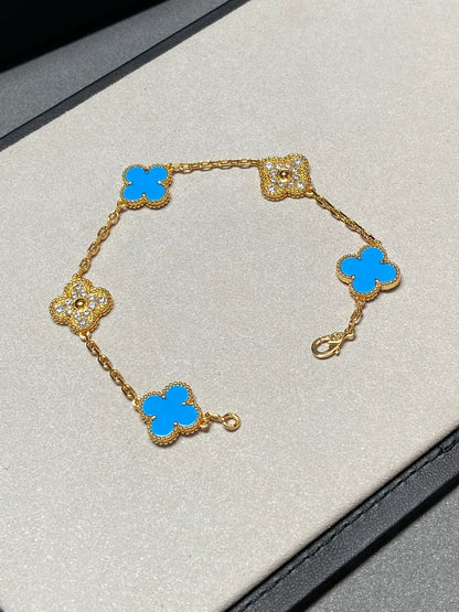 [Riva Jewelry ] CLOVER 5 MOTIF BLUE AGATE BRACELET COLLECTION