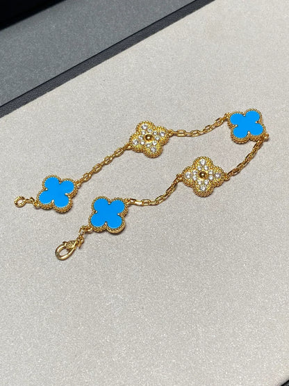 [Riva Jewelry ] CLOVER 5 MOTIF BLUE AGATE BRACELET COLLECTION