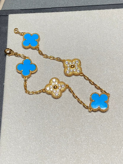 [Riva Jewelry ] CLOVER 5 MOTIF BLUE AGATE BRACELET COLLECTION