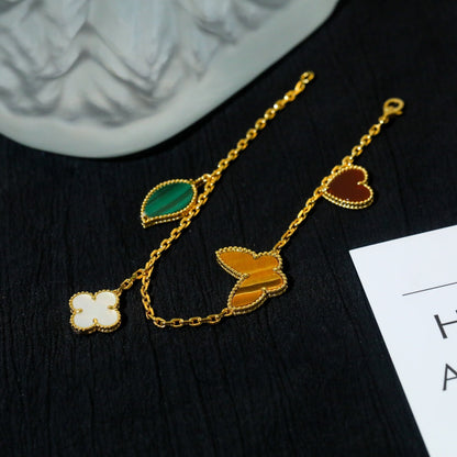 [Riva Jewelry ]LUCKY SPRING 5 MOTIF GOLD BRACELET