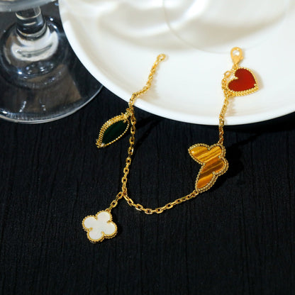 [Riva Jewelry ]LUCKY SPRING 5 MOTIF GOLD BRACELET