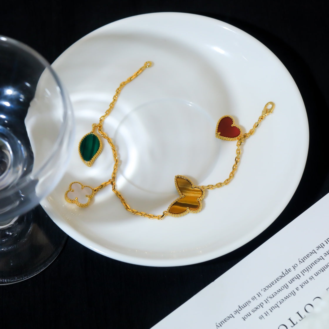 [Riva Jewelry ]LUCKY SPRING 5 MOTIF GOLD BRACELET