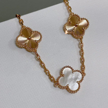 [Riva Jewelry ]CLOVER WHITE PEARL MOP 5 MOTIF BRACELET COLLECTION