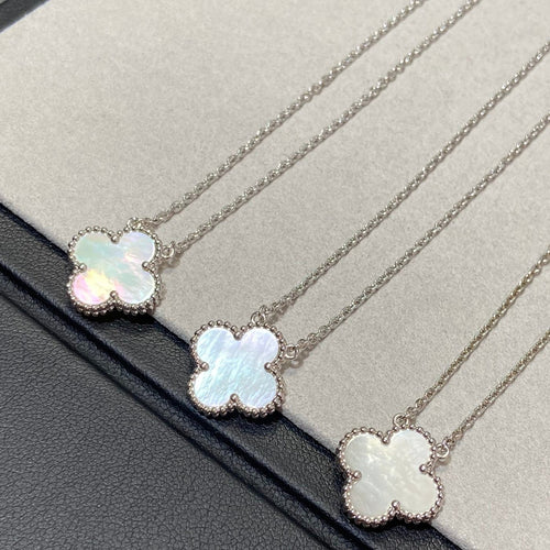 [Riva Jewelry ]CLOVER MEDIUM SILVER WHITE MOP NECKLACE
