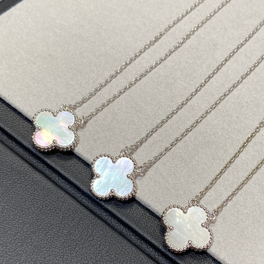 [Riva Jewelry ]CLOVER MEDIUM SILVER WHITE MOP NECKLACE