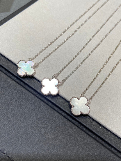 [Riva Jewelry ]CLOVER MEDIUM SILVER WHITE MOP NECKLACE
