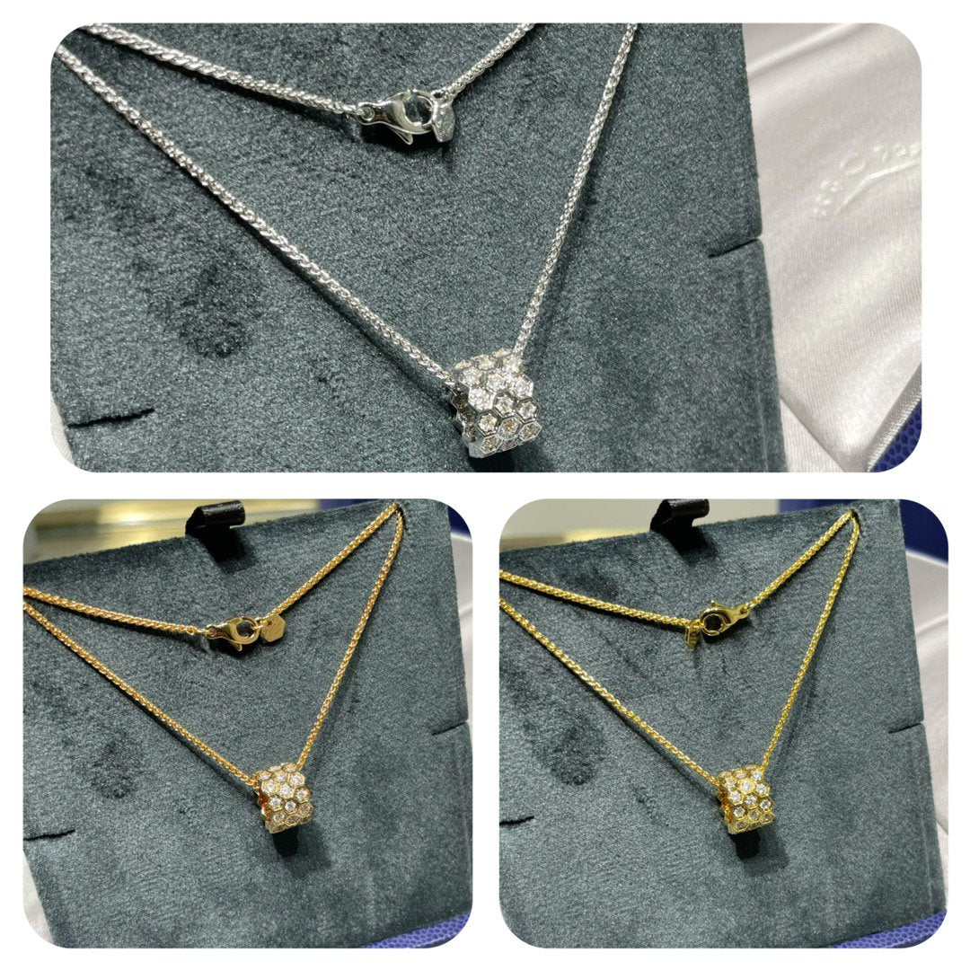 [Riva Jewelry ]BEE LOVE DIAMOND PAVED 3 ROW NECKLACE