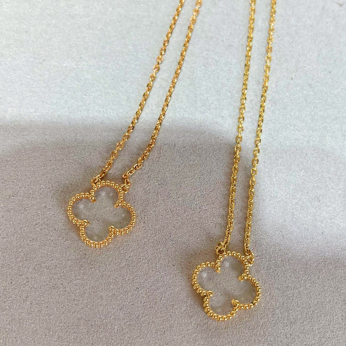 [Riva Jewelry ]CLOVER ROCK CRYSTAL ROSE GOLD NECKLACE