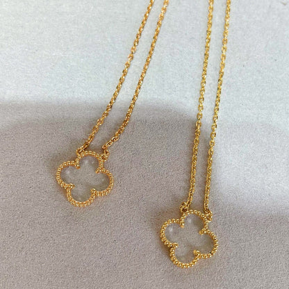 [Riva Jewelry ]CLOVER ROCK CRYSTAL ROSE GOLD NECKLACE