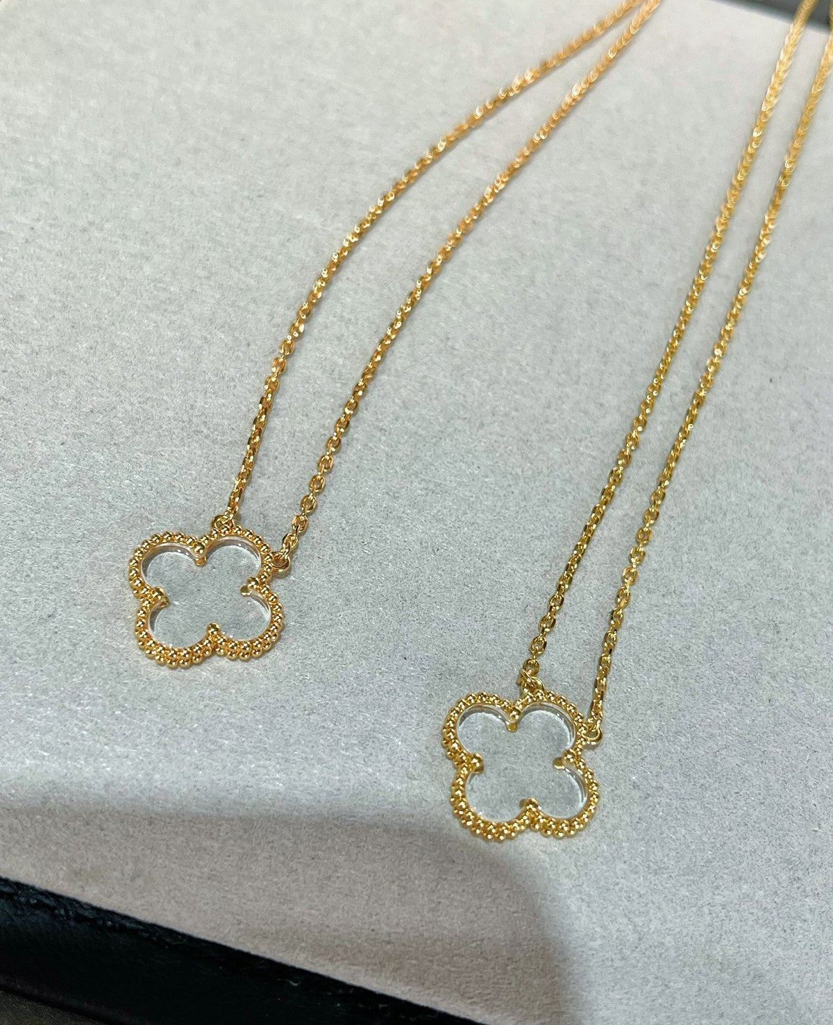 [Riva Jewelry ]CLOVER ROCK CRYSTAL ROSE GOLD NECKLACE
