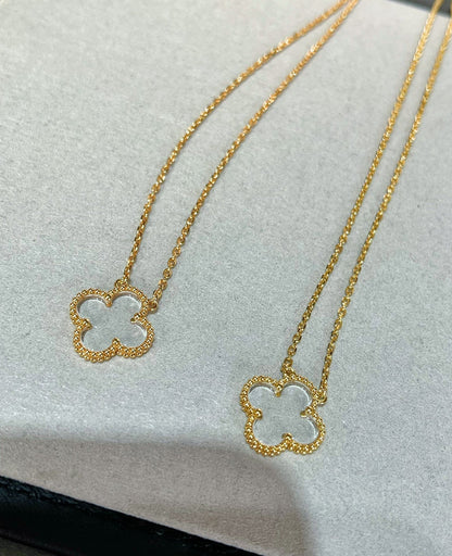 [Riva Jewelry ]CLOVER ROCK CRYSTAL ROSE GOLD NECKLACE