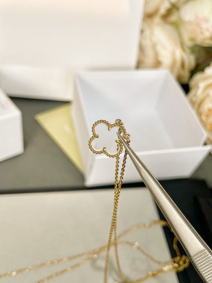 [Riva Jewelry ]CLOVER ROCK CRYSTAL ROSE GOLD NECKLACE