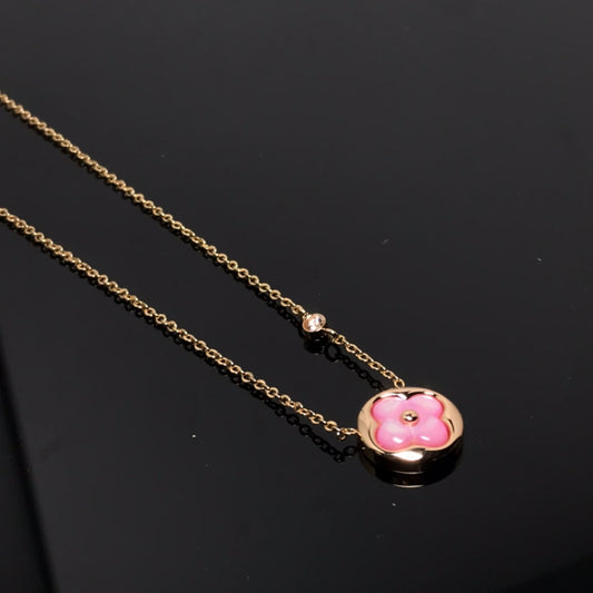 [Riva Jewelry]COLOR BLOSSOM PINK MOP SUN GOLD HALSKEtte